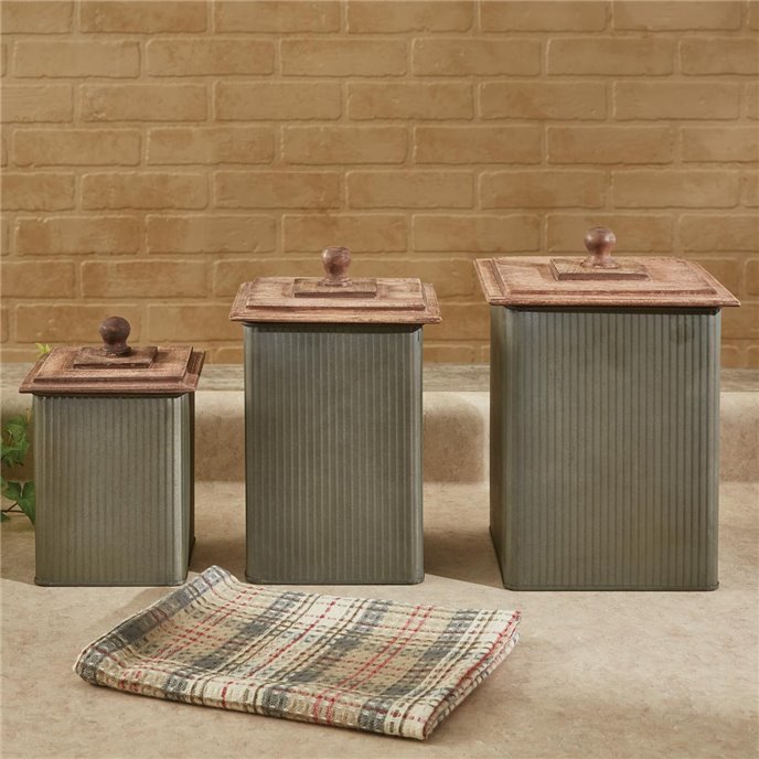 Norwood Canisters with Wood Lids - Set of Three Thumbnail