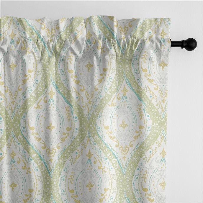 Cressida Green Tea Pole Top Drapery Single Panel - Size (50" W x 108" L) Thumbnail