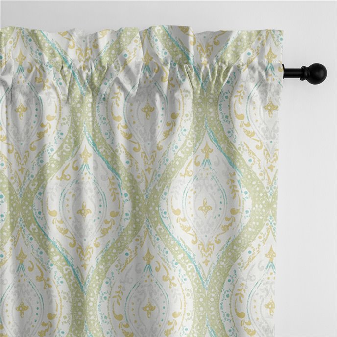 Cressida Green Tea Pole Top Drapery Panel Pair - Size (50" W x 96" L) Thumbnail