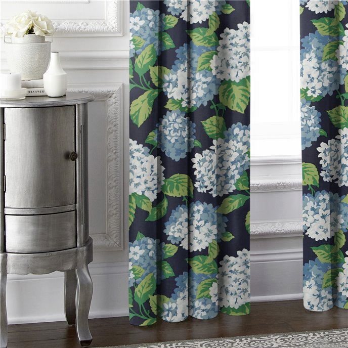 Midnight Garden Navy Pinch Pleat Drapery Panel Pair - Size (40" W x 96" L) Thumbnail