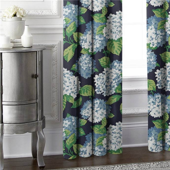 Midnight Garden Navy Pinch Pleat Drapery Single Panel - Size (40" W x 84" L) Thumbnail