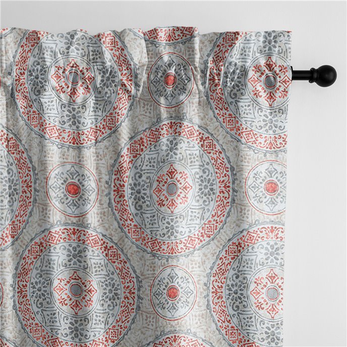 Zayla Coral Pole Top Drapery Panel Pair - Size (50" W x 120" L) Thumbnail