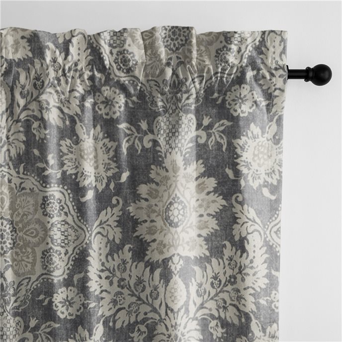 Osha Mocha/Charcoal Pole Top Drapery Panel - Size (50" W x 84" L) Thumbnail