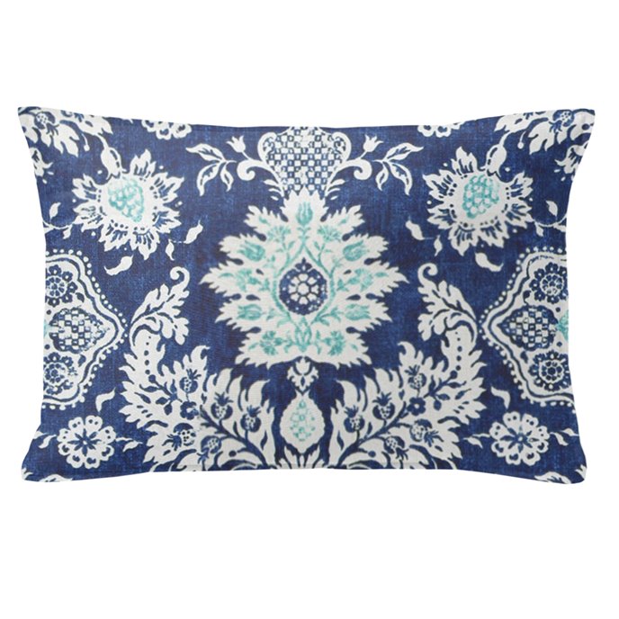 Osha Blue/Aqua 14X20" Oblong Decor Pillow w/ Feather Insert Thumbnail