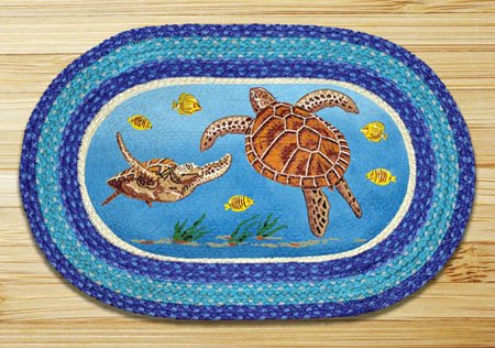 Sea Turtle Oval Braided Rug 20"x30" Thumbnail