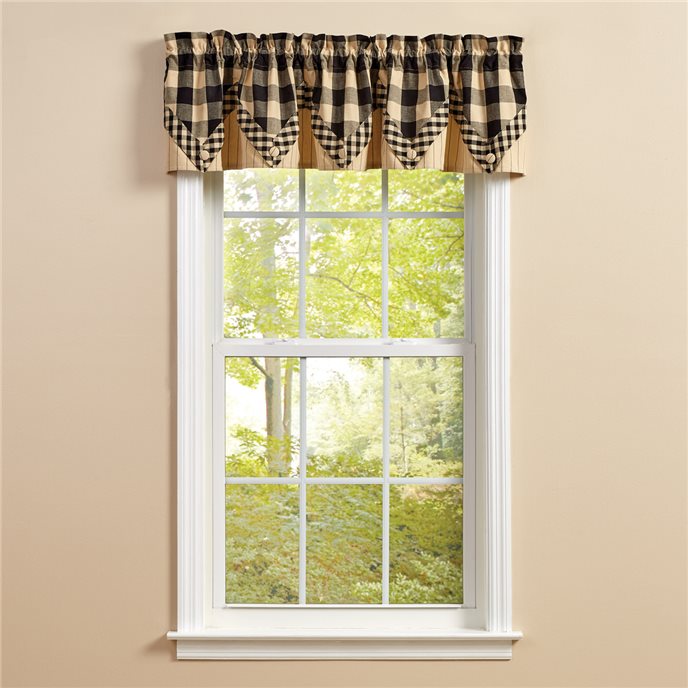 Wicklow Check Lined Point Valance 72X15 Black Thumbnail