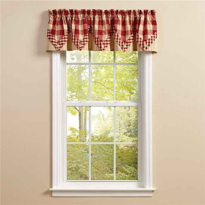 Wicklow Check Lined Point Valance 72X15 Garnet Thumbnail