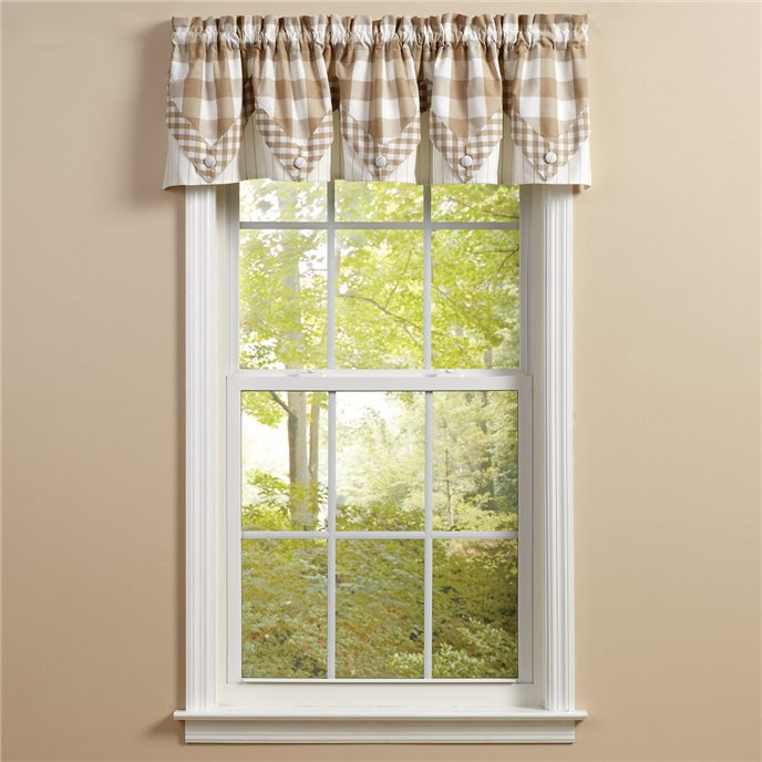 Wicklow Check Lined Point Valance 72X15 Natural Thumbnail