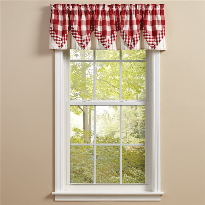 Wicklow Check Lined Point Valance 72X15 Red Thumbnail
