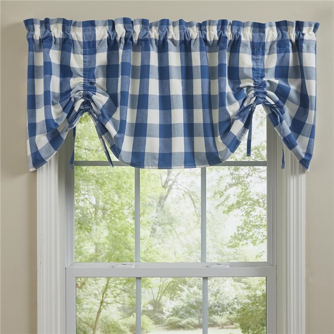 Wicklow Check Lined Farmhouse Valance - China Blue Thumbnail