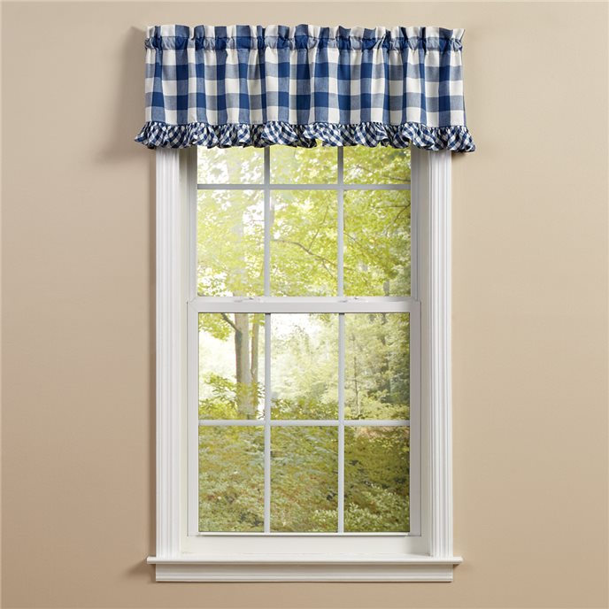 Wicklow Check Ruffled Valance 60X14 China Blue Thumbnail