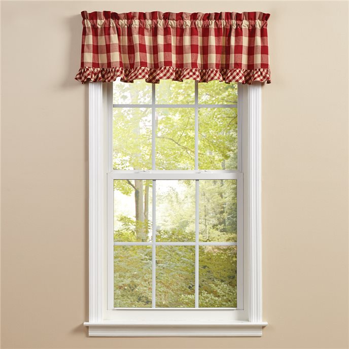 Wicklow Check Ruffled Valance 60X14 Garnet Thumbnail