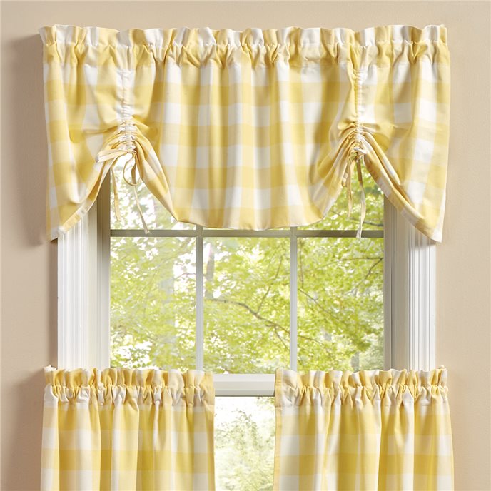 Wickow Check Lined Farmhouse Valance 60X20 Yellow Thumbnail