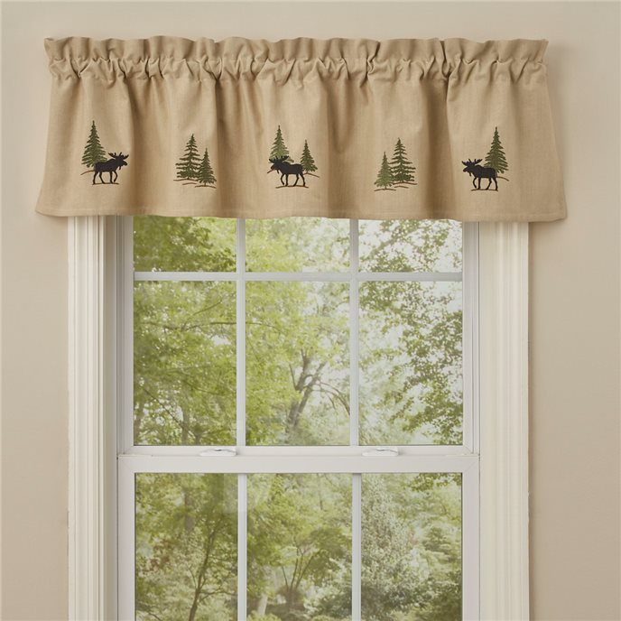 Moose Embroidered Lined Valance 60X14 Thumbnail