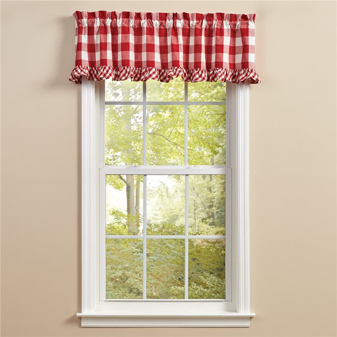 Wicklow Check Ruffled Valance 60X14 Red Thumbnail