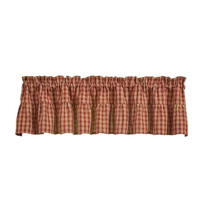 Sturbridge Plaid Ruffle Valance 72X14 - Wine Thumbnail