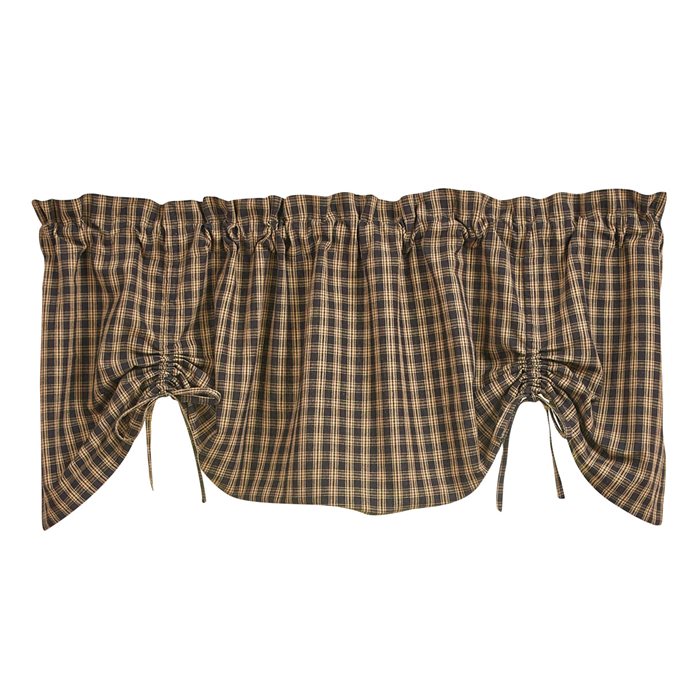 Sturbridge Plaid Lined Farmhouse Valance - Black Thumbnail
