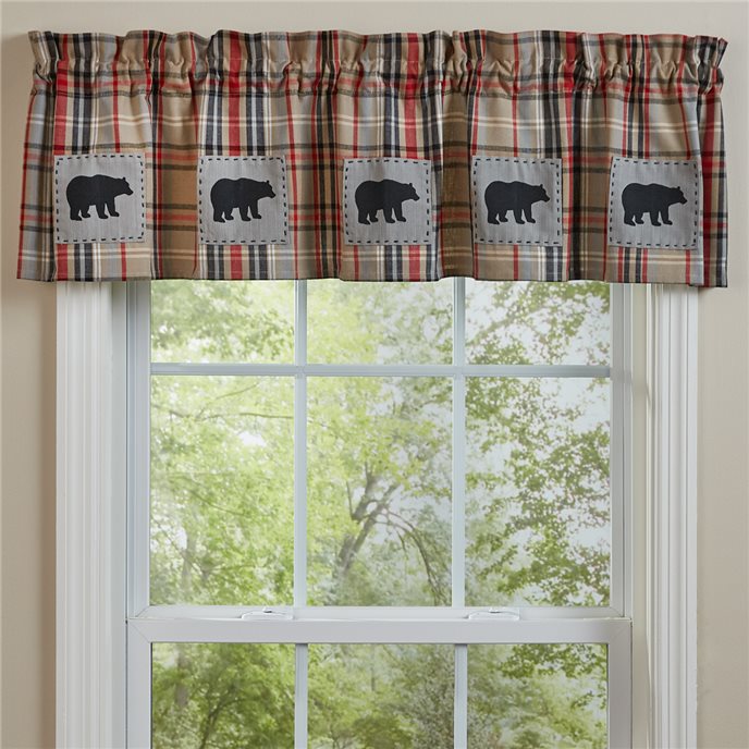 Bear Country Plaid Lined Patch Valance With Bear 60X14 Thumbnail