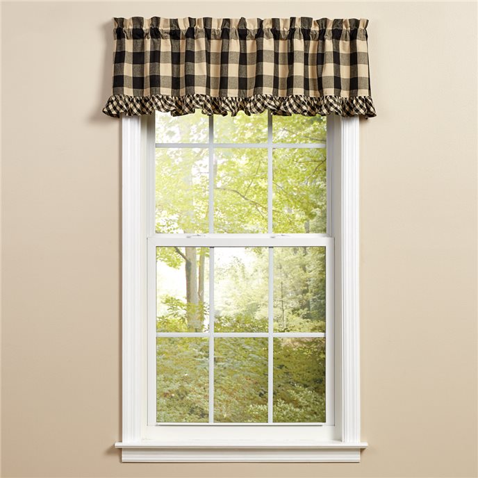 Wicklow Check Ruffled Valance 60X14 Black Thumbnail