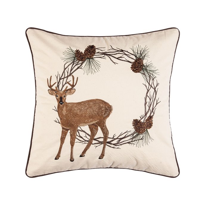 Deer Wreath Throw Pillow Thumbnail
