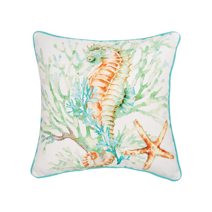 Colorful Seahorse Throw Pillow Thumbnail
