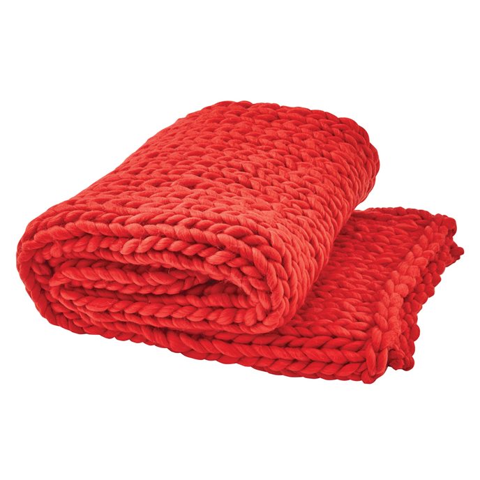 Chunky Knit Throw - Red Thumbnail