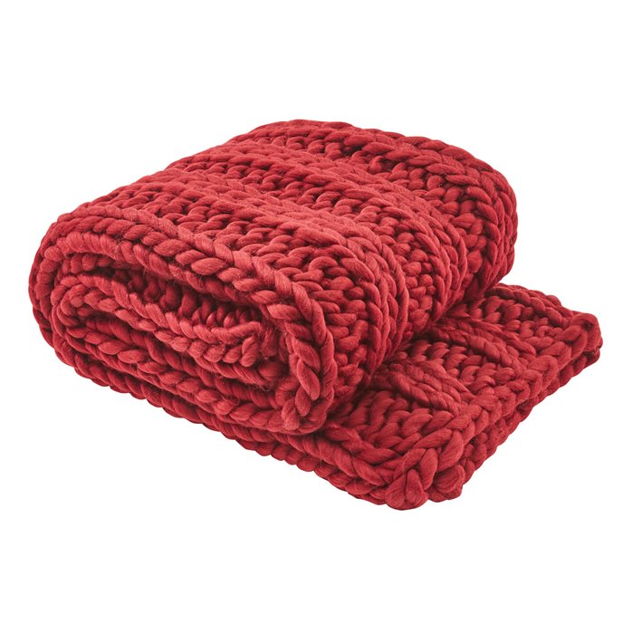 Chunky Ribbed Knit Throw - Garnet Thumbnail