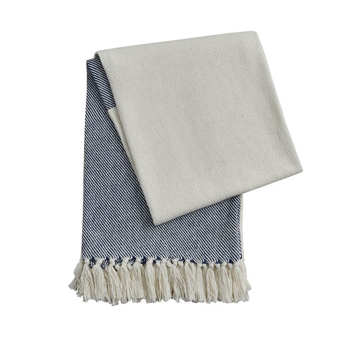 Herringbone Throw Nat/Navy Thumbnail