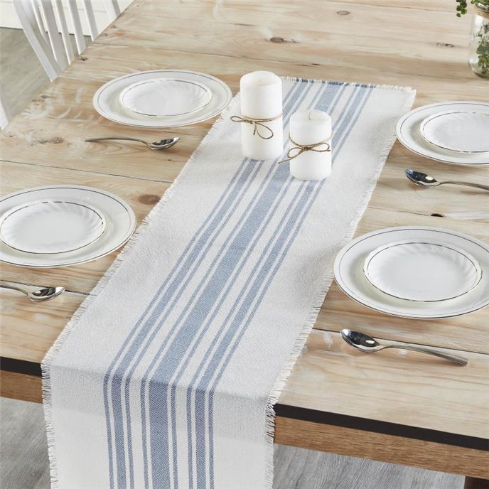 Antique White Stripe Blue Indoor/Outdoor Runner 12x48 Thumbnail