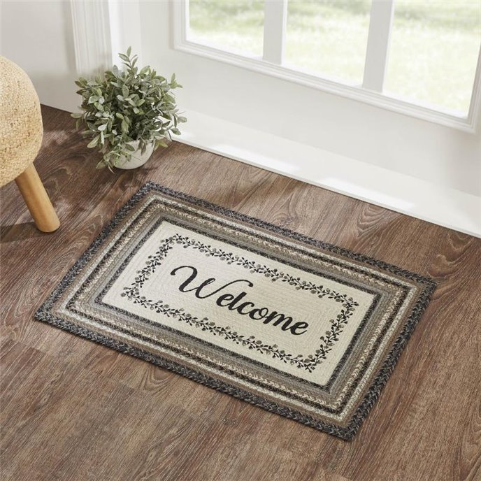 Floral Vine Jute Rug Rect Welcome w/ Pad 20x30 Thumbnail