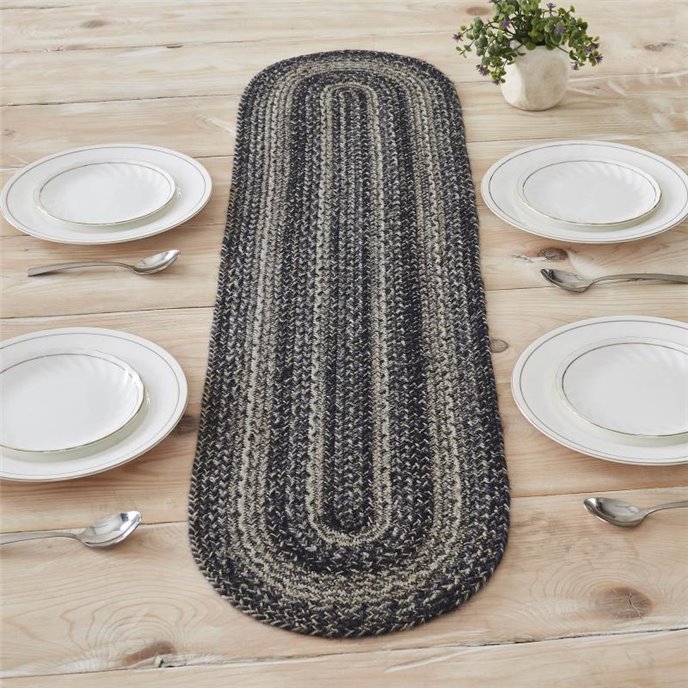 Sawyer Mill Black White Jute Oval Runner 12x48 Thumbnail