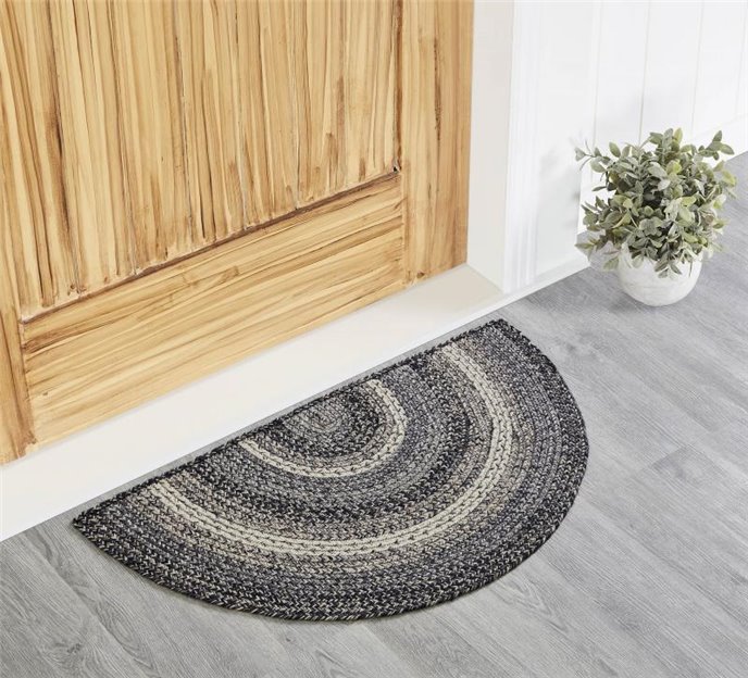 Sawyer Mill Black White Jute Rug Half Circle 19.5x36 Thumbnail