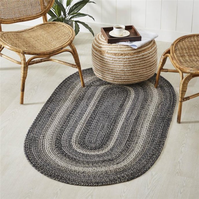 Sawyer Mill Black White Jute Rug Oval w/ Pad 36x60 Thumbnail