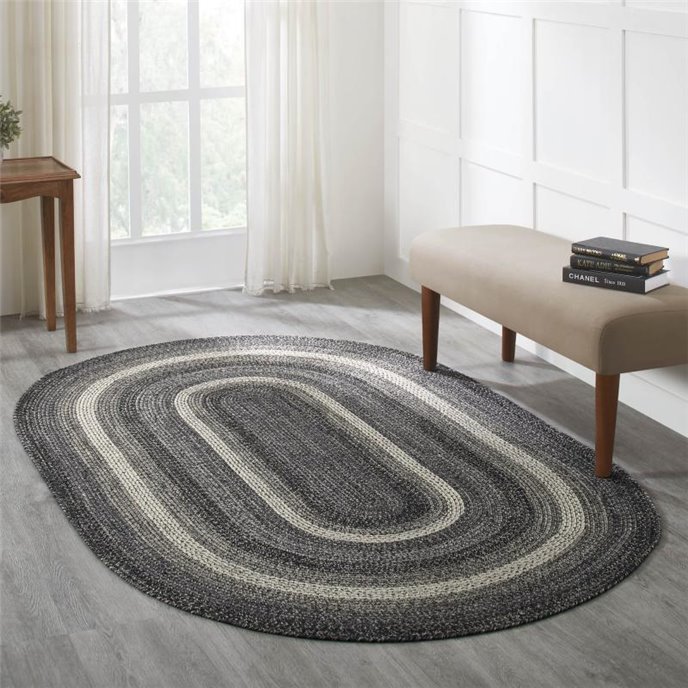 Sawyer Mill Black White Jute Rug Oval w/ Pad 60x96 Thumbnail