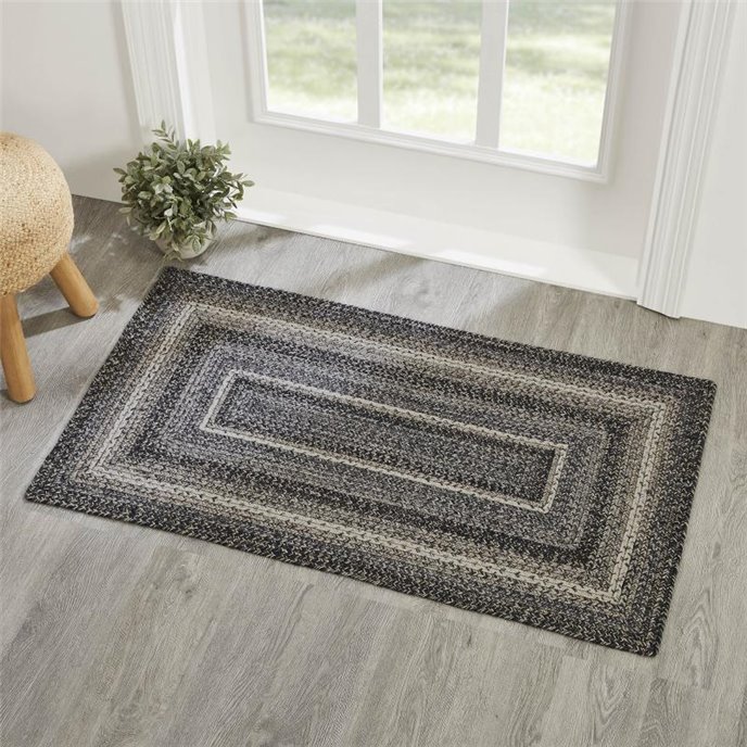 Sawyer Mill Black White Jute Rug Rect w/ Pad 27x48 Thumbnail