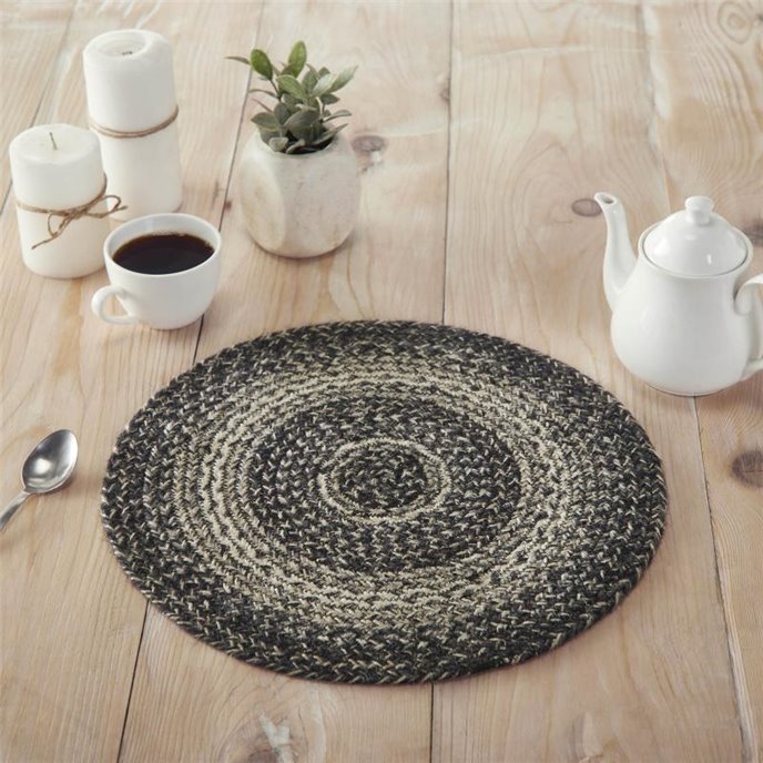 Sawyer Mill Black White Jute Trivet 15 inch Diameter Thumbnail