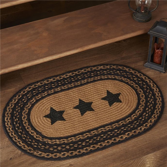 Farmhouse Jute Rug Oval Stencil Stars 20x30 Thumbnail