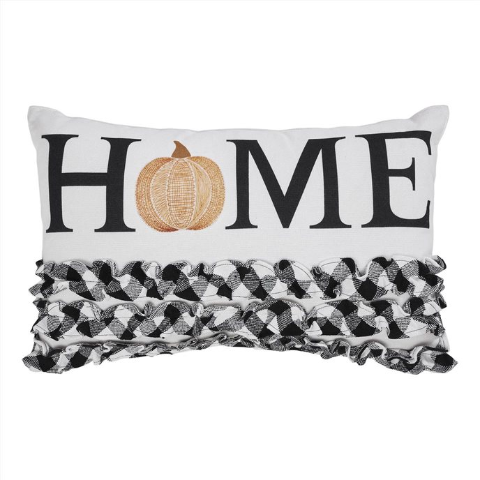 Annie Black Check Home Pumpkin Ruffle Pillow 14x22 Thumbnail
