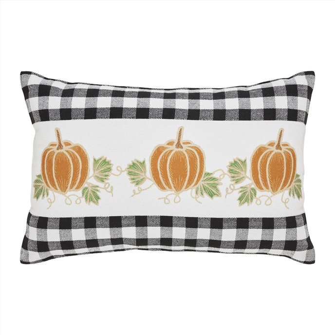 Annie Black Check Pumpkin Patch Pillow 14x22 Thumbnail