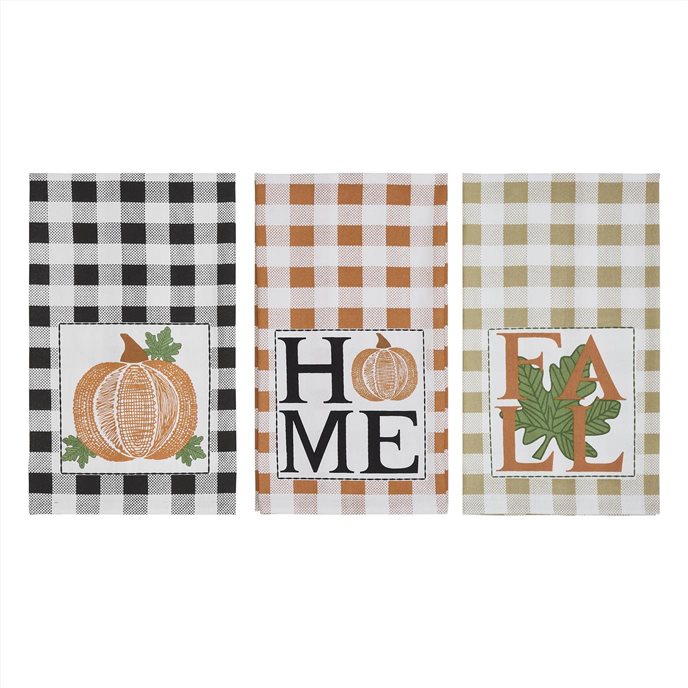 Annie Check Multicolor Harvest Tea Towel Set of 3 Thumbnail