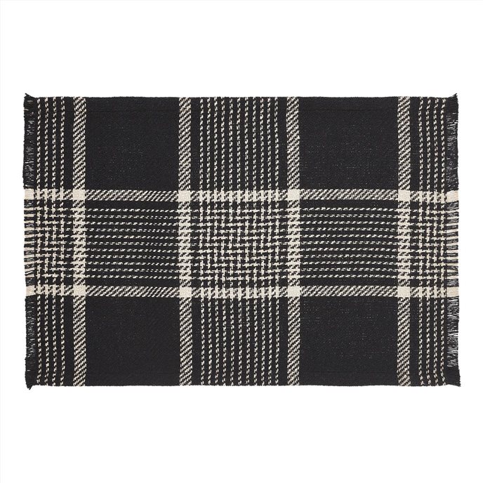 Eston Black Tan Plaid Placemat Set of 2 13x19 Thumbnail