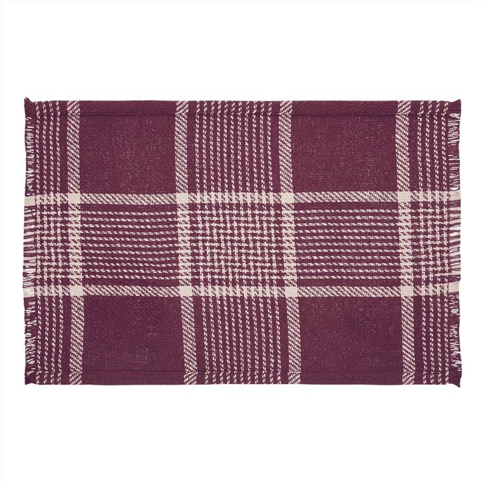 Eston Burgundy Tan Plaid Placemat Set of 2 13x19 Thumbnail