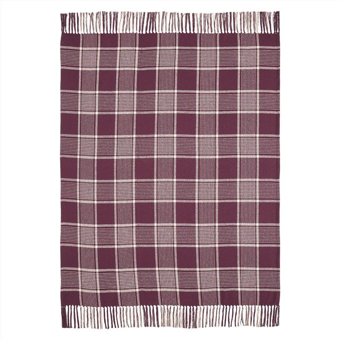 Eston Burgundy Tan Plaid Throw 50x60 Thumbnail