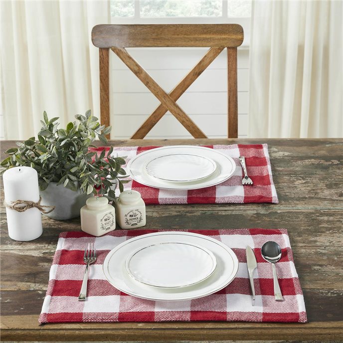 Annie Red Check Placemat Set of 2 13x19 Thumbnail