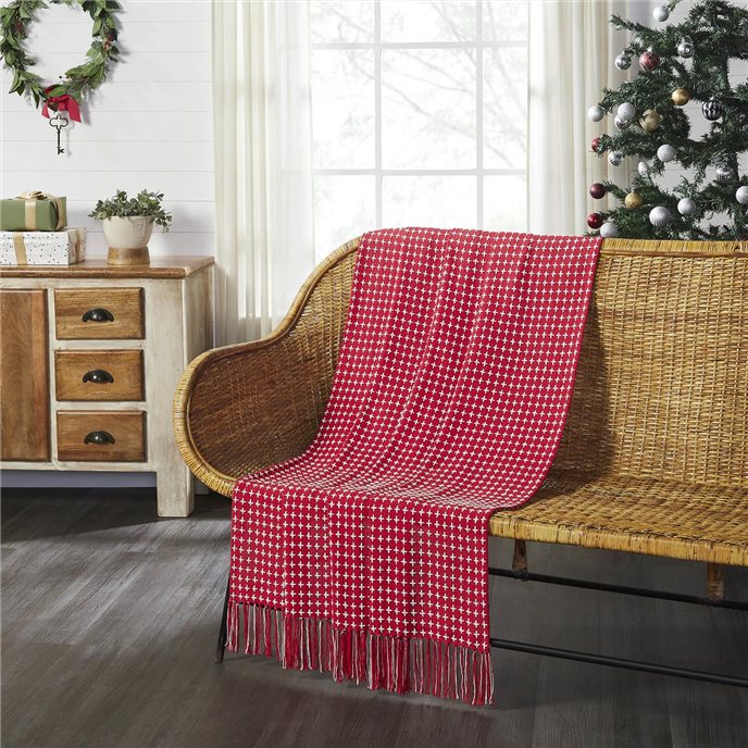 Gallen Red White Woven Throw 50x60 Thumbnail