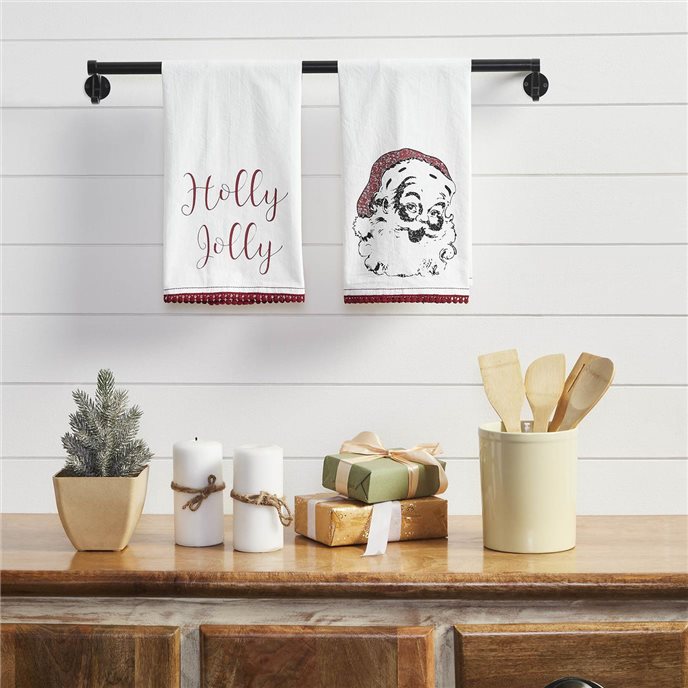 Kringle Chenille Holly Jolly White Muslin Tea Towel Set of 2 19x28 Thumbnail