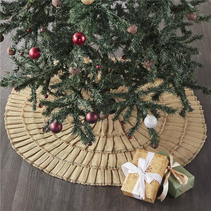 Yuletide Burlap Tan Ruffled Tree Skirt 36 Thumbnail