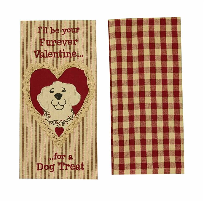 Valentine Dog Treat Emb App 2 Dishtowel Set Thumbnail