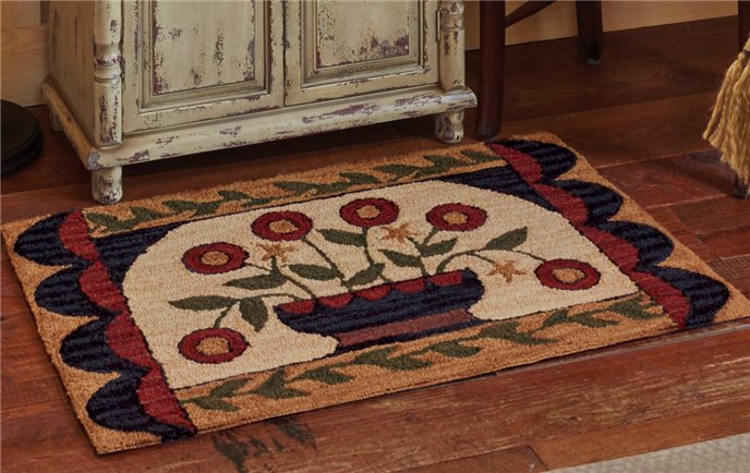 Flower Basket Hooked Rug 24" X 36" Thumbnail