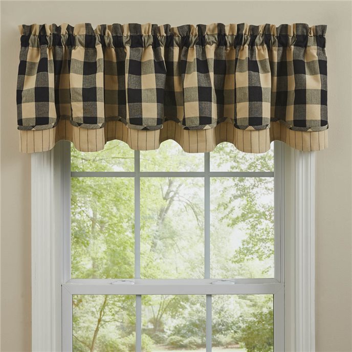 Wicklow Check Lined Layered Valance 72X16 - Black Thumbnail
